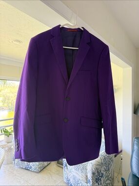 Men's Purple Notch-Lapel Blazer - Tailored Two-Button Jacket